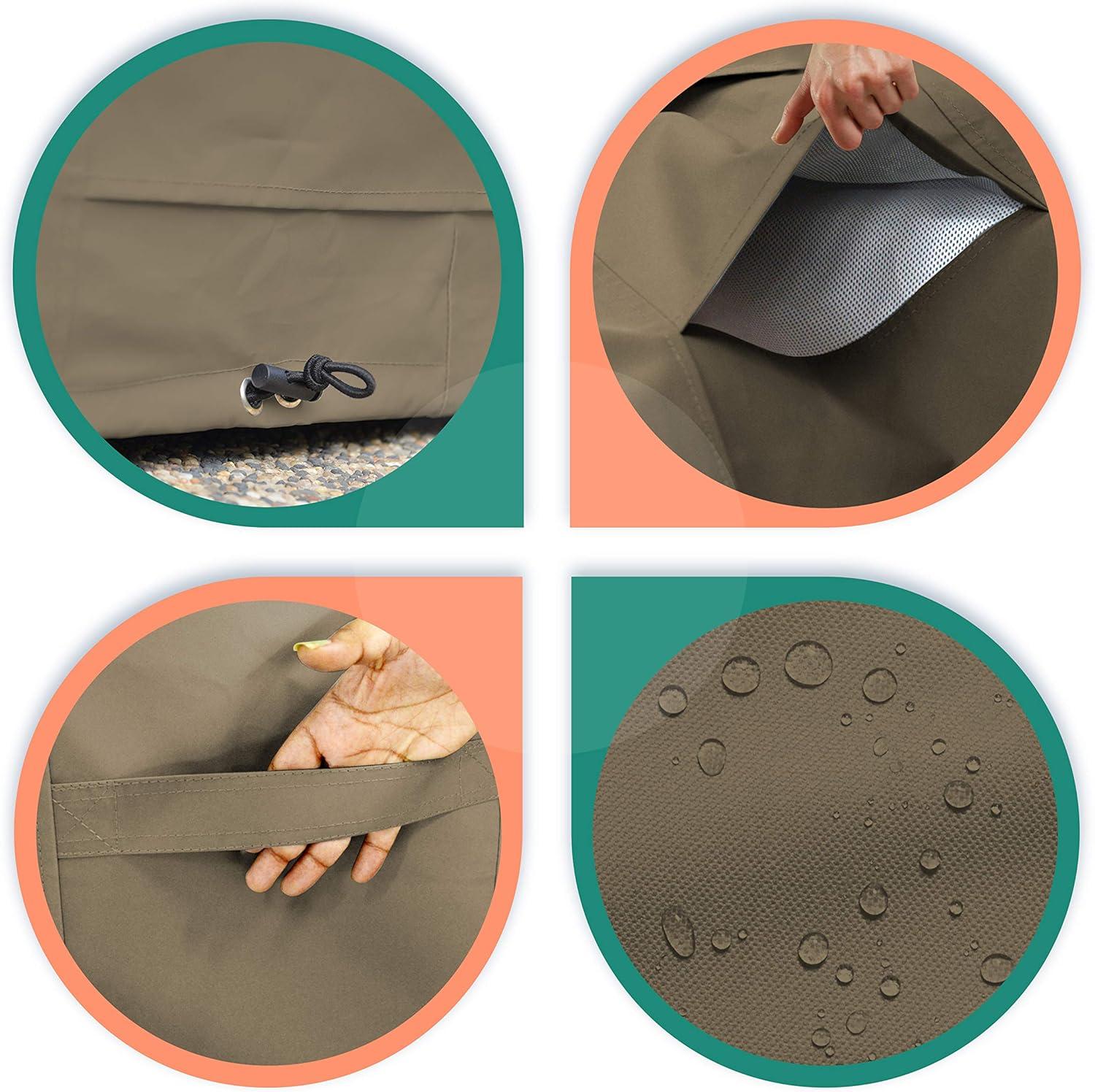 Covers & All Round Table Top Cover, 12 Oz Waterproof UV & Weather Resistant, Outdoor Table Cover for Patio Outdoor Furniture (30" Dia x 4" H Inches, Beige)