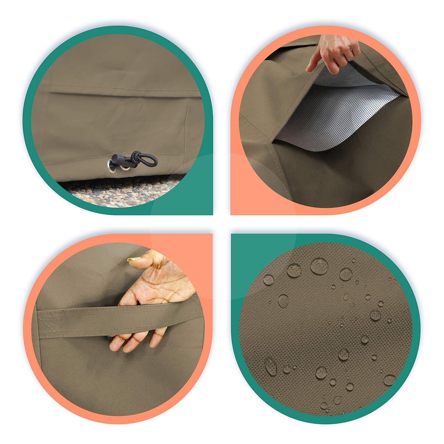 Covers & All Round Table Top Cover, 12 Oz Waterproof UV & Weather Resistant, Outdoor Table Cover for Patio Outdoor Furniture (30" Dia x 4" H Inches, Beige)