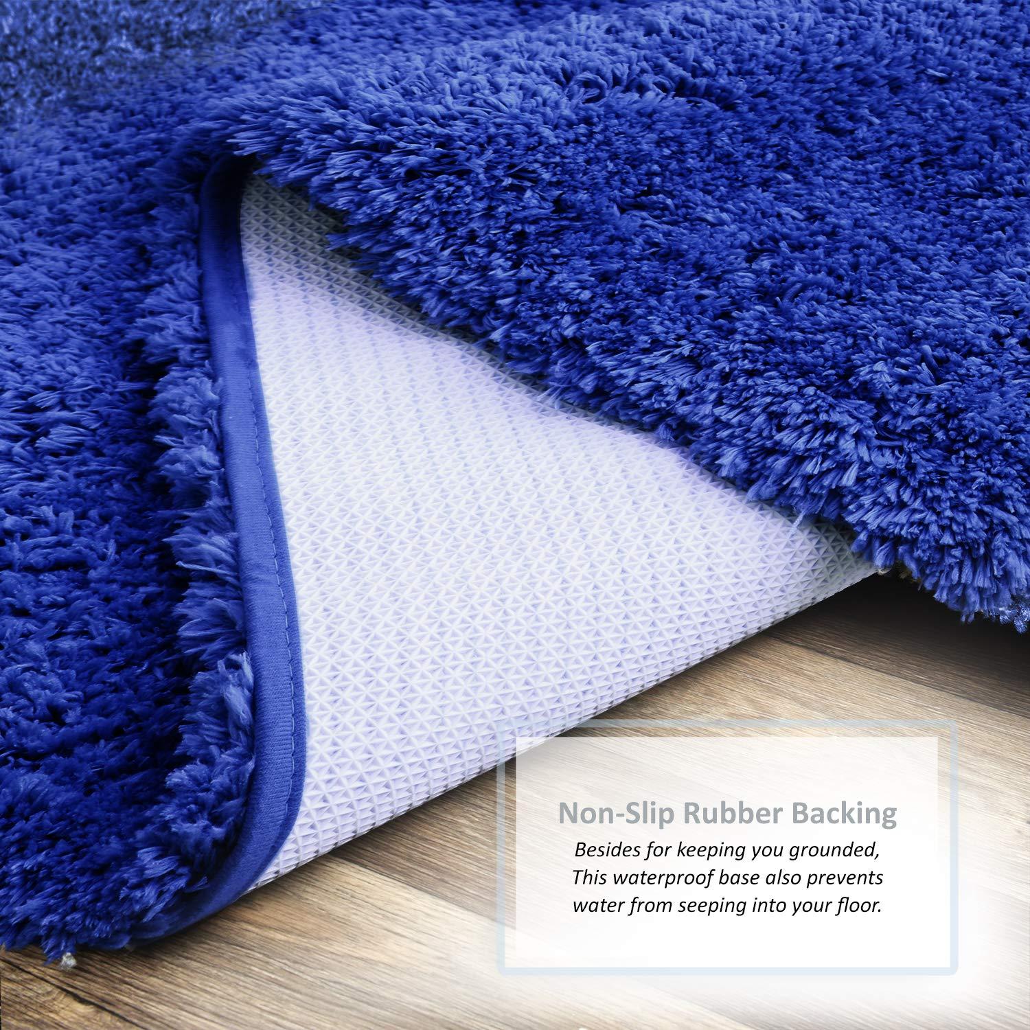 Clara Clark Set of 3 Absorbent Bath Mat Non-Slip Backing Rubber Bathroom Rugs, Large, 20x32, Royal Blue