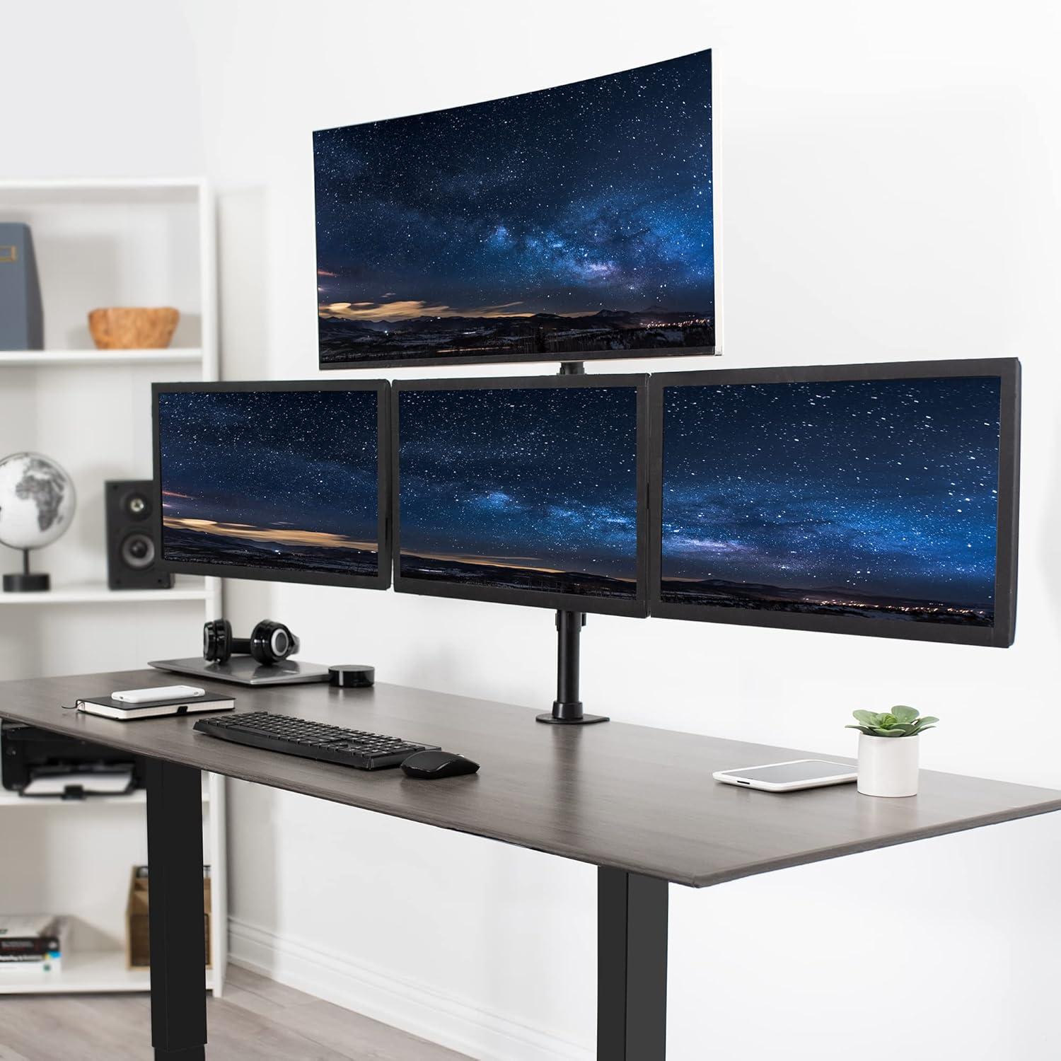 Articulating Quad Monitor Desk Mount with Heavy-Duty Steel, Adjustable Arms