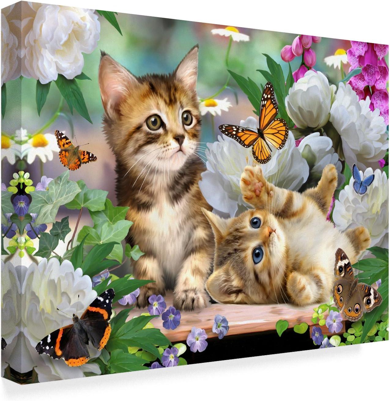 Trademark Fine Art " Kittens And Butterflies " by Howard Robinson