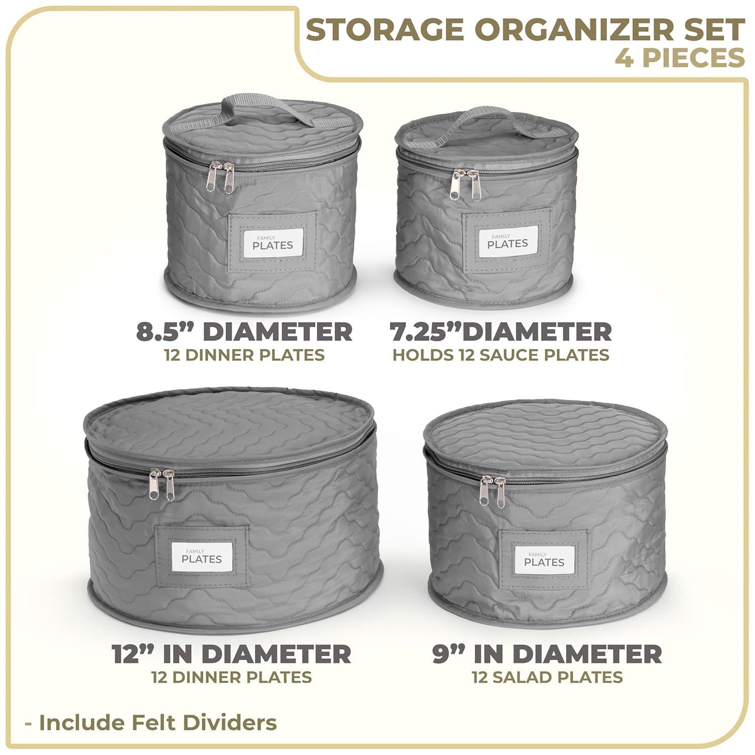 Sorbus 4 Piece Quilted Dinnerware Storage Set