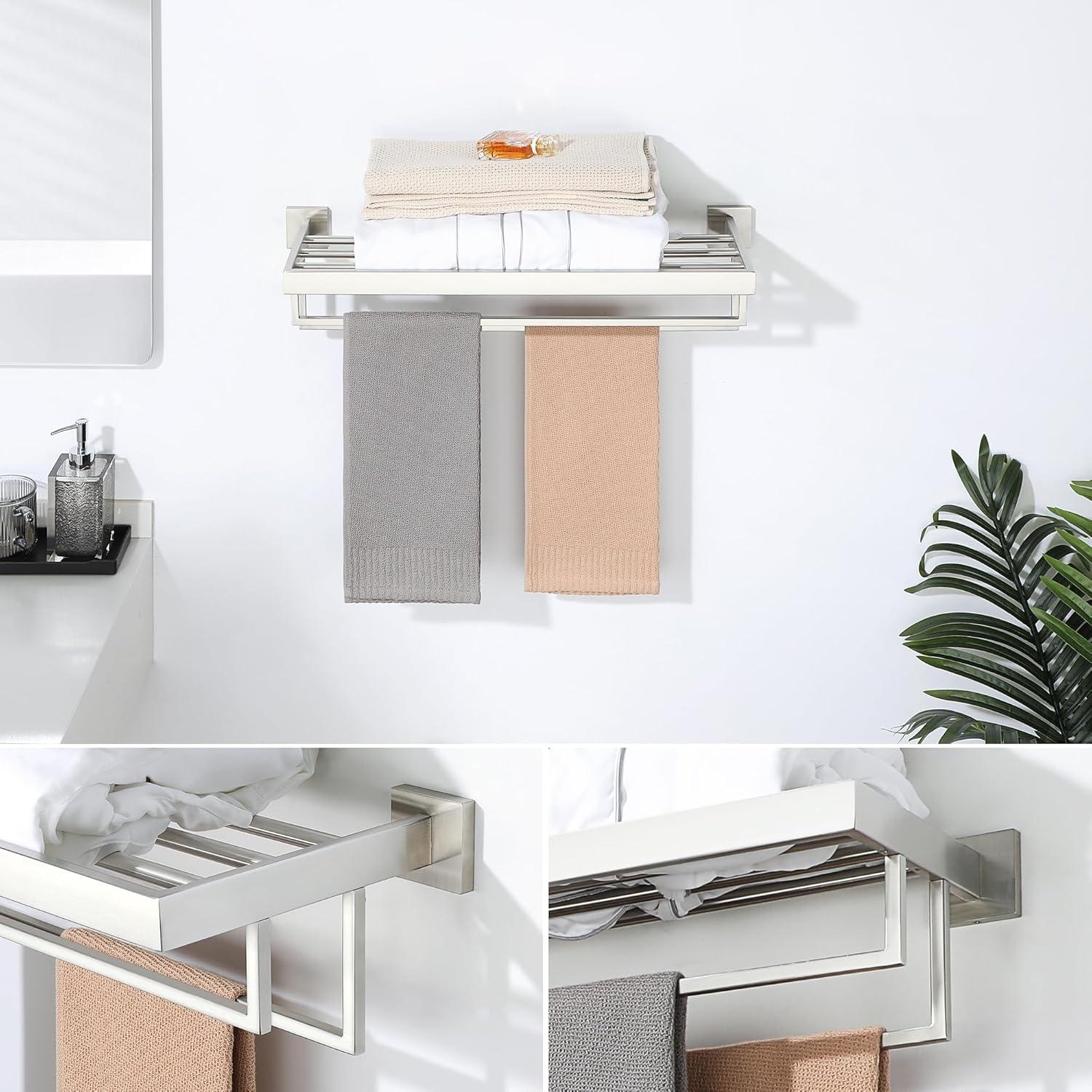 Double Towel Bar, 24 Inch Towel Racks for Bathroom, Modern Towel Holder for Bathroom Wall