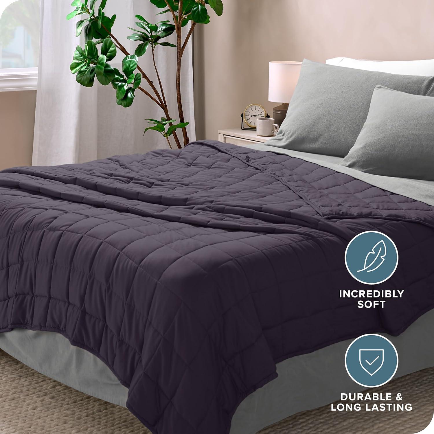 Bare Home 20 lbs Weighted Blanket for Adults - 60" x 80" - 210tc Twill Cotton, Eggplant