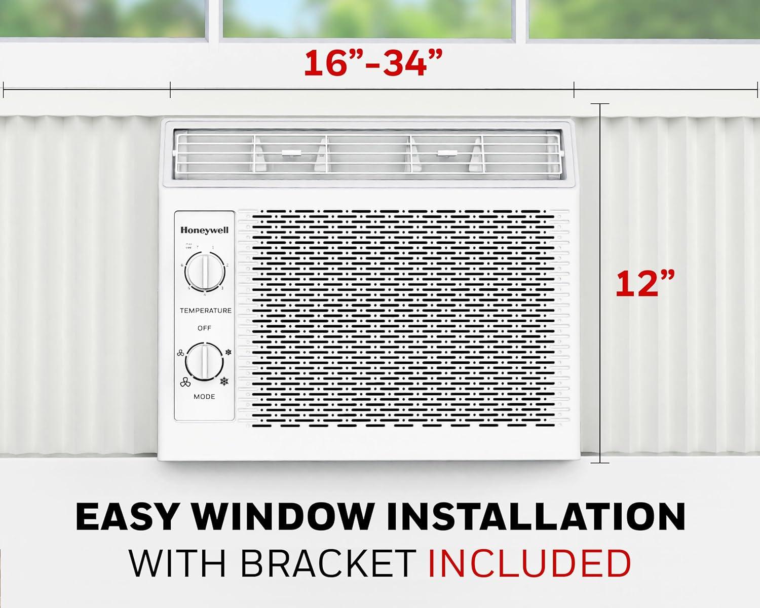 Honeywell 5,000 BTU Window Air Conditioner, Adjustable Thermostat, 7 settings, Quiet, 150 sq ft Coverage