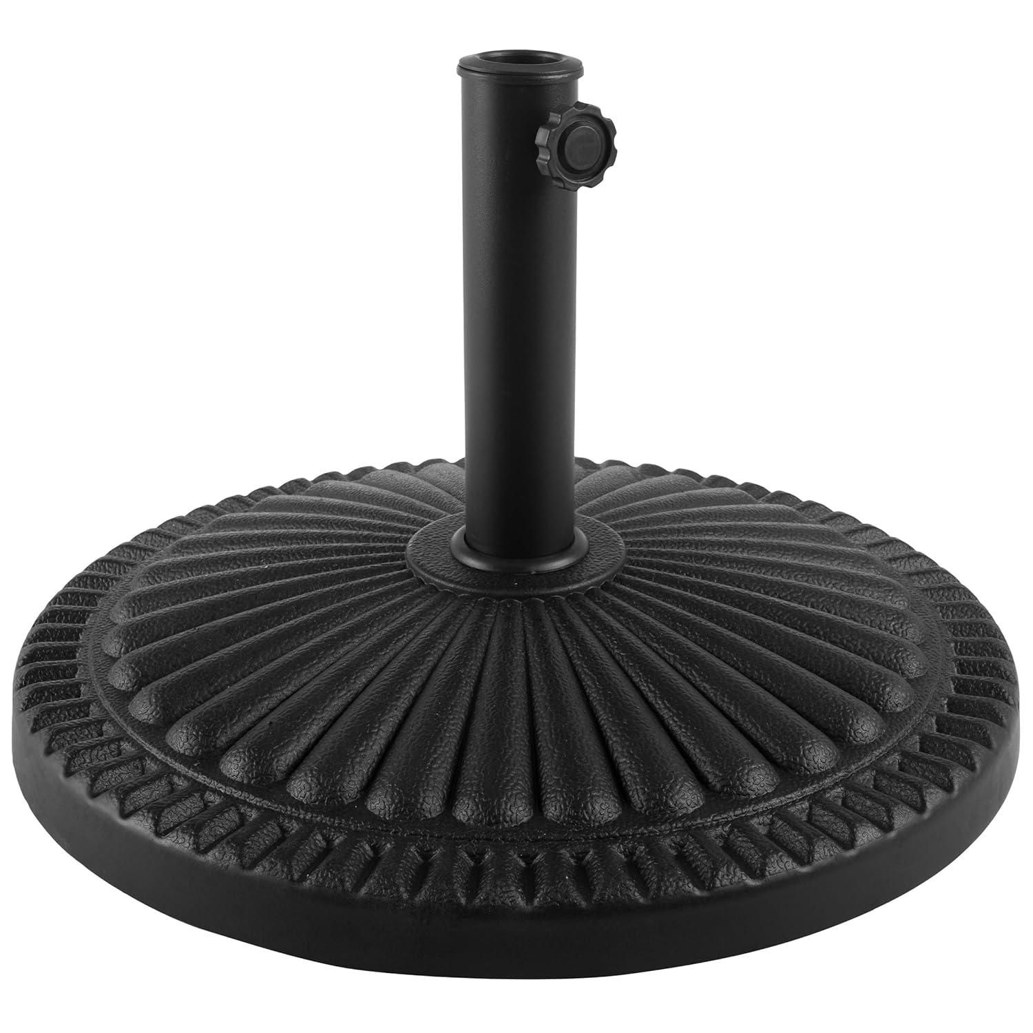 Pure Garden 39lb Round Outdoor Patio Umbrella Base Black: Resin & Cement, No Assembly, UV-Resistant