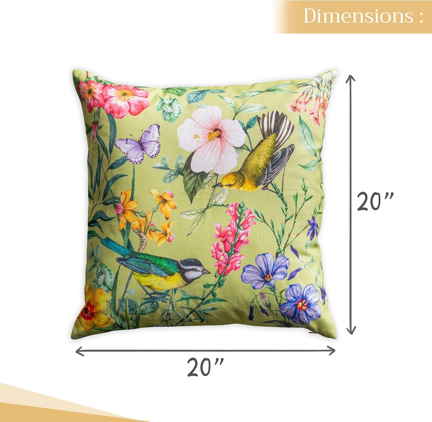 Maison d' Hermine Decorative Pillow Covers 20x20 Inch Square 100% Cotton Throw Pillow Covers with Zipper - Chair, Couches, Sofas, Bedroom, Home, Gifts for Mothers Day (Hesperides - Oiseaux)