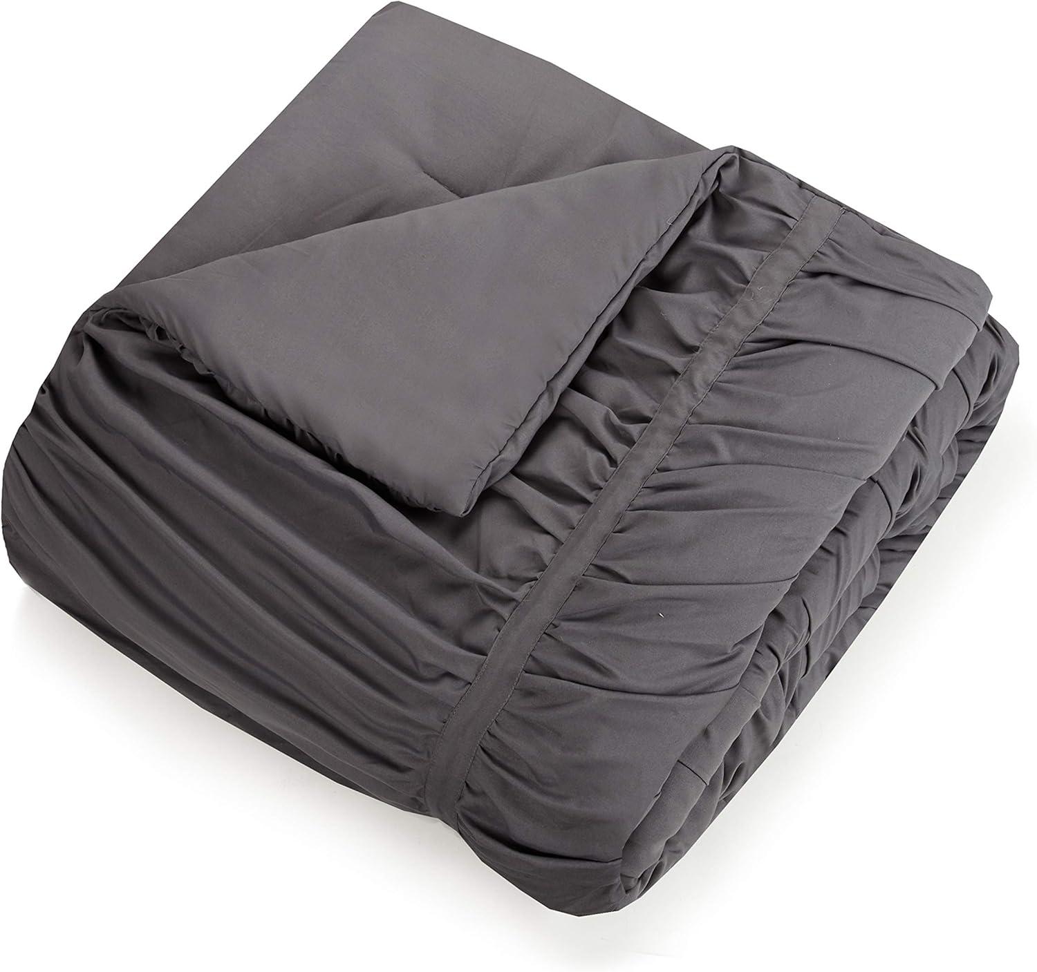 Modern Heirloom Emily Texture T/TXL Emily Texture Comforter Set Dark Gray: Polyester, Machine Washable, Includes Sham