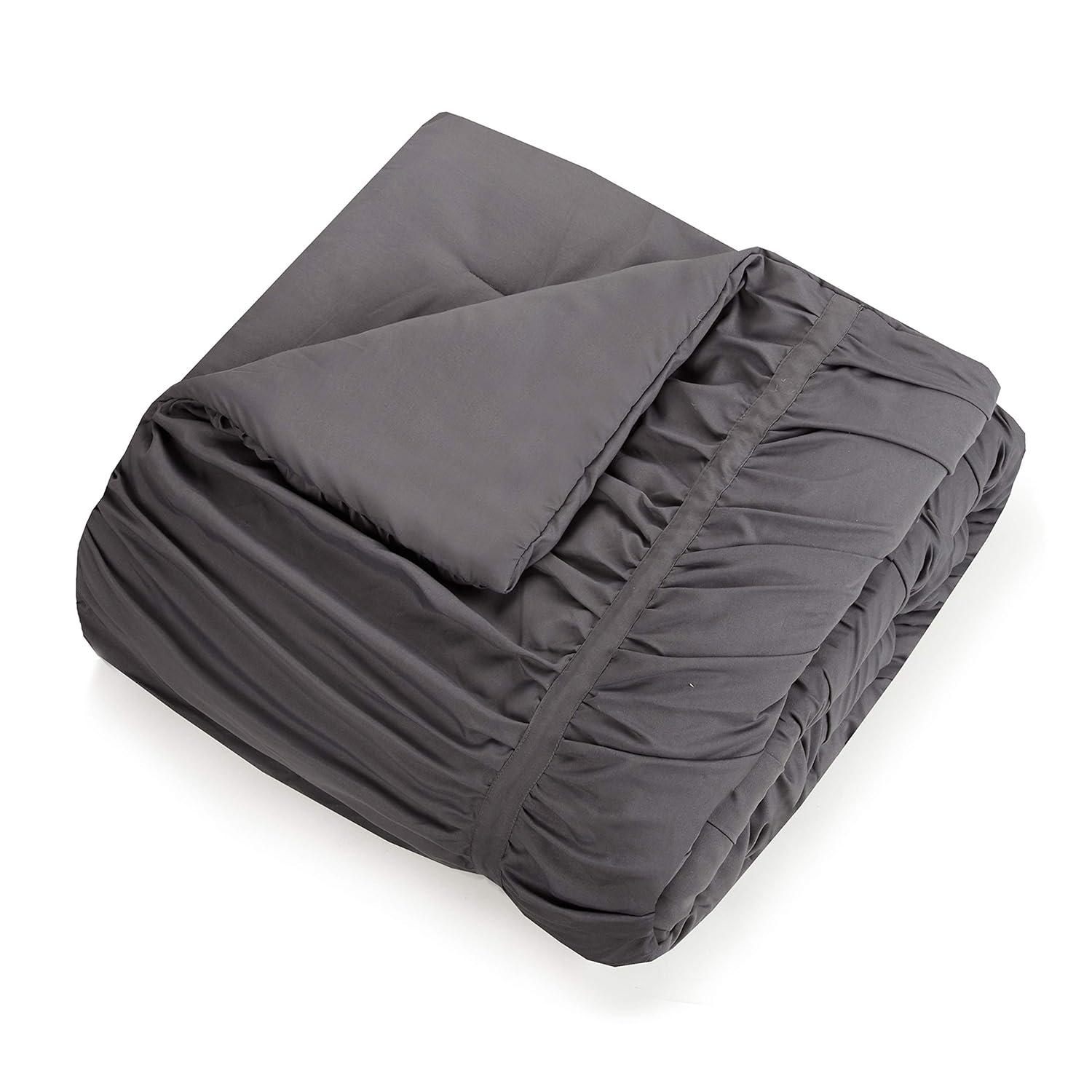 Modern Heirloom Emily Texture T/TXL Emily Texture Comforter Set Dark Gray: Polyester, Machine Washable, Includes Sham