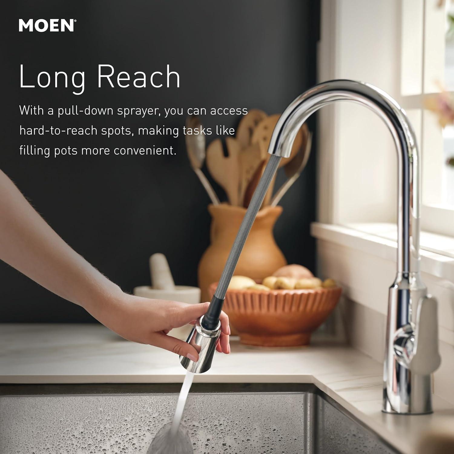 Moen Adler Pull Down Single Handle Kitchen Faucet with Accessories 87233BRB