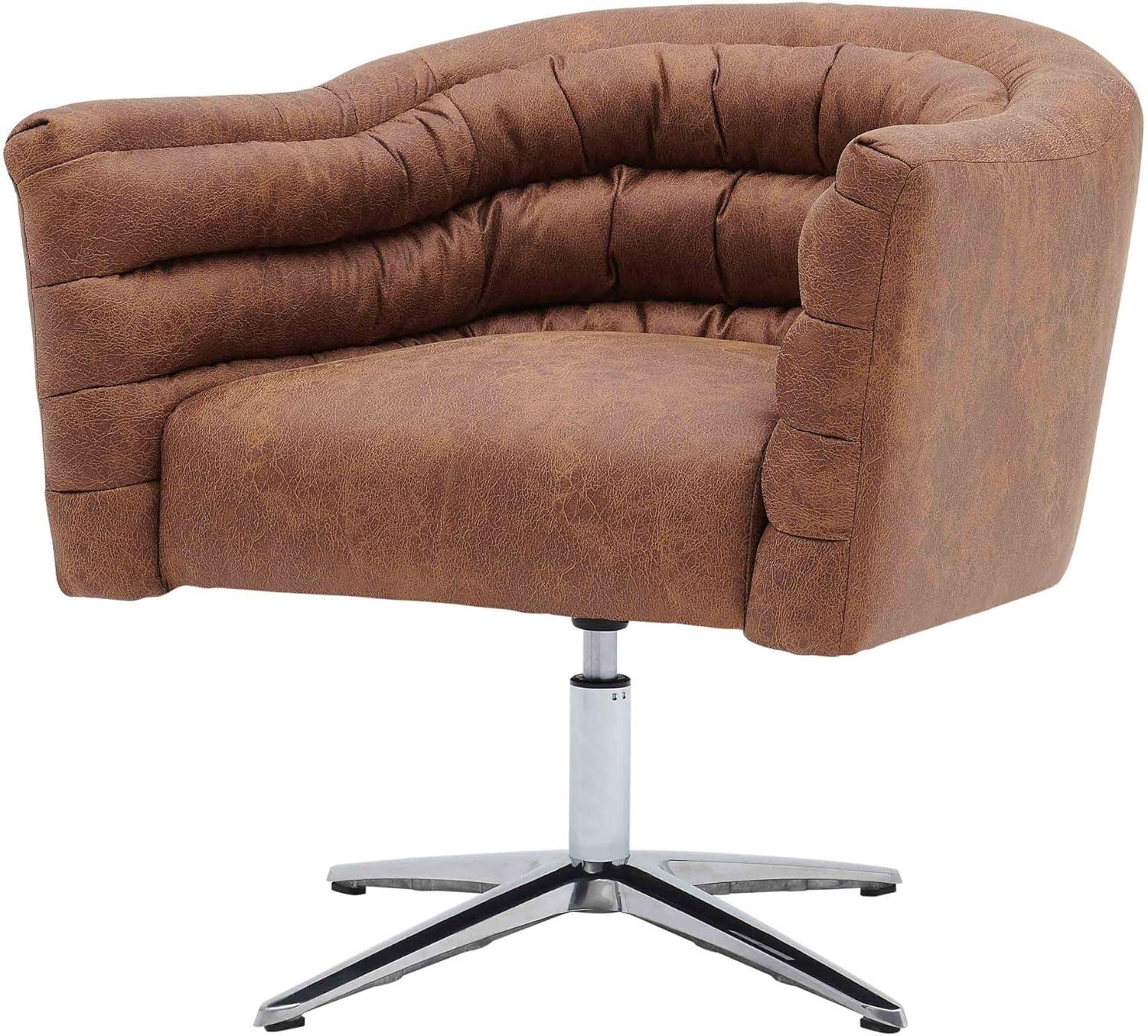 Devore Cocoa Faux Leather 30'' Swivel Accent Chair