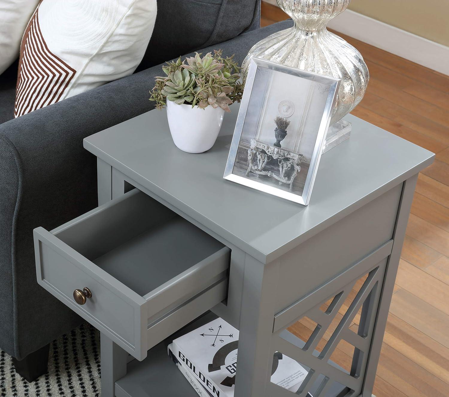 Alaterre Furniture Coventry Indoor Modern Storage Wood Square End Table, Gray