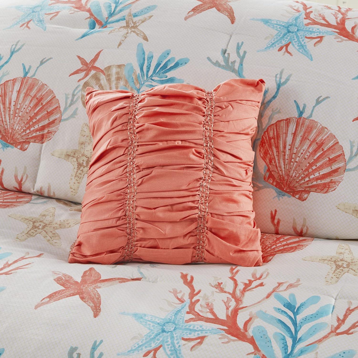 California King Coral Cotton Coastal Comforter Set