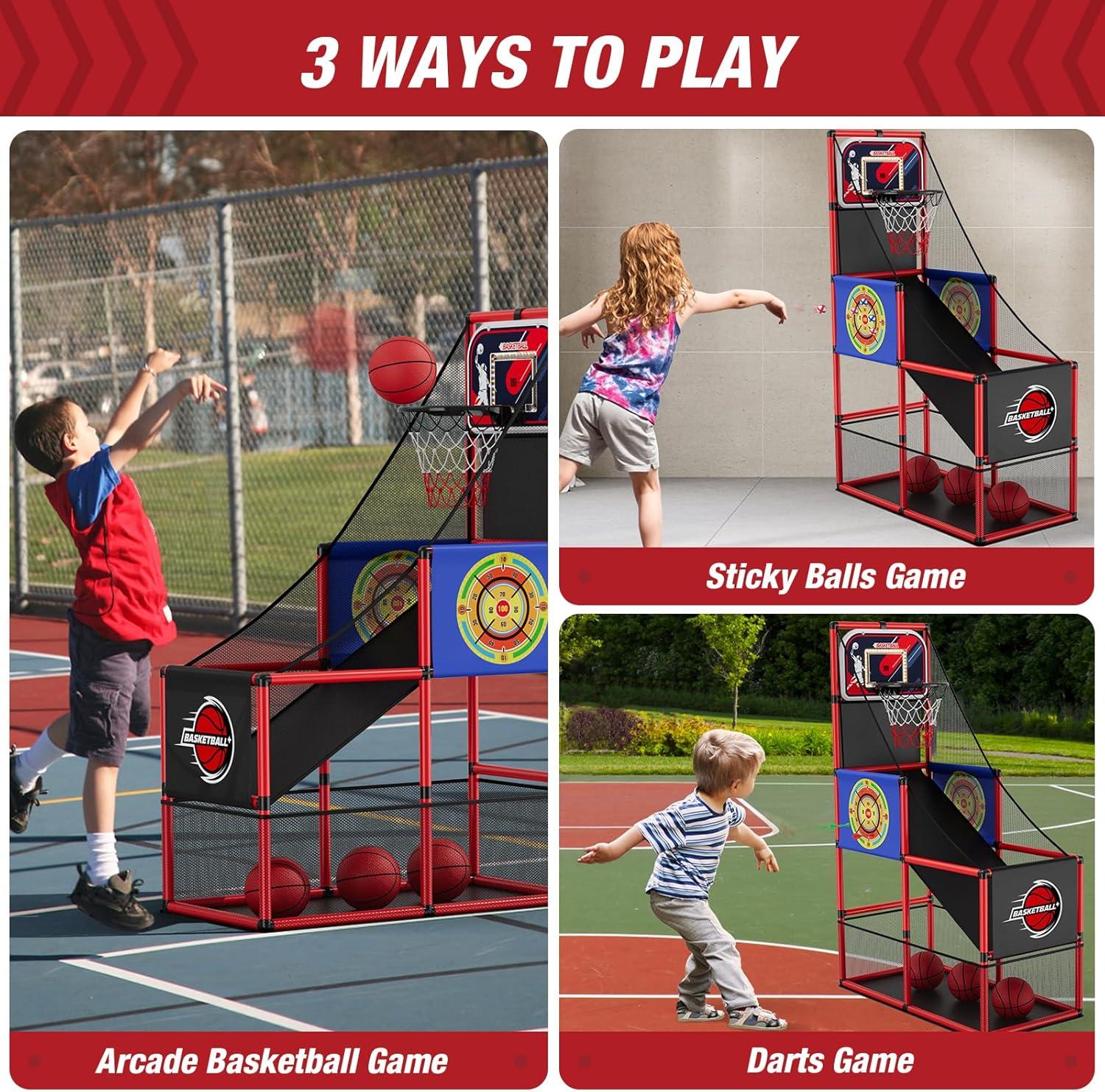 Adjustable Height Indoor Outdoor Basketball Arcade Game Set