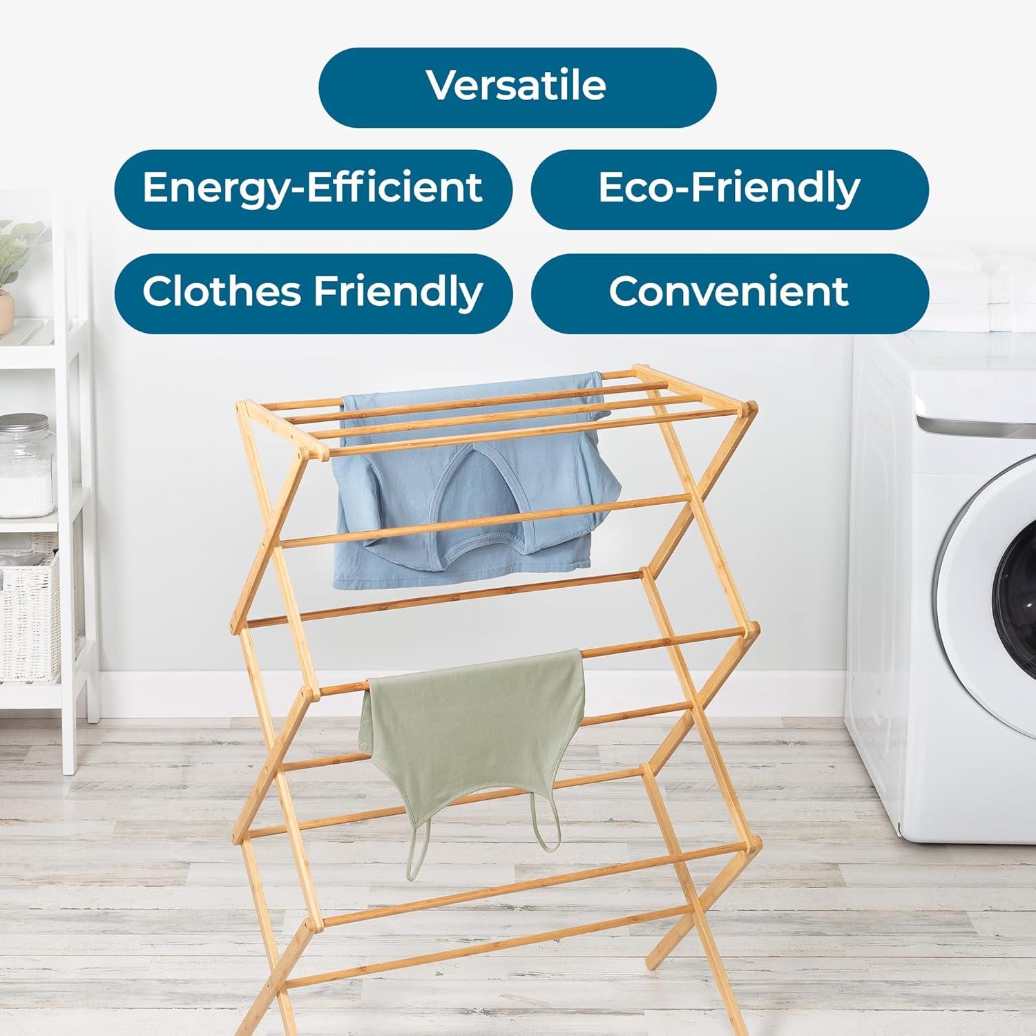 Honey-Can-Do Bamboo Folding Laundry Clothes Drying Rack, Natural