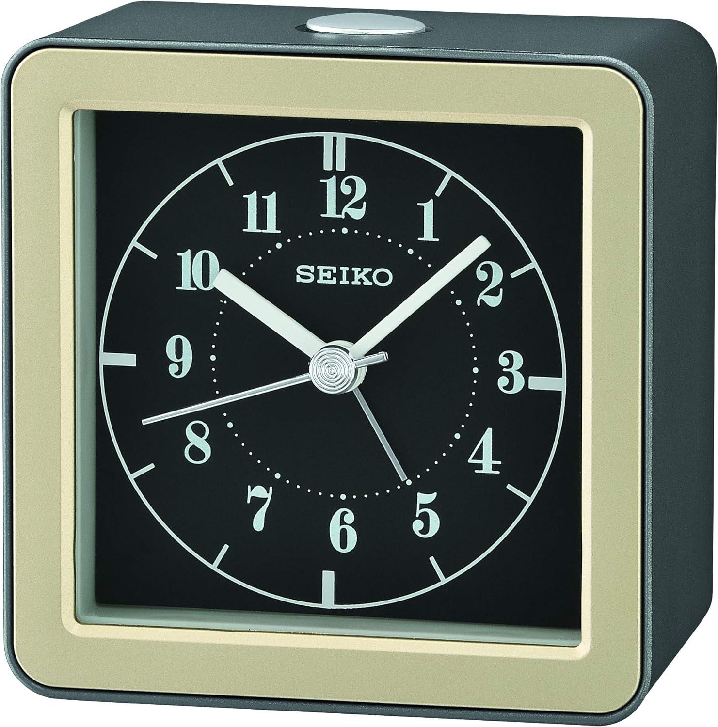 Seiko 3.54" Black and Gold Quartz Alarm Clock