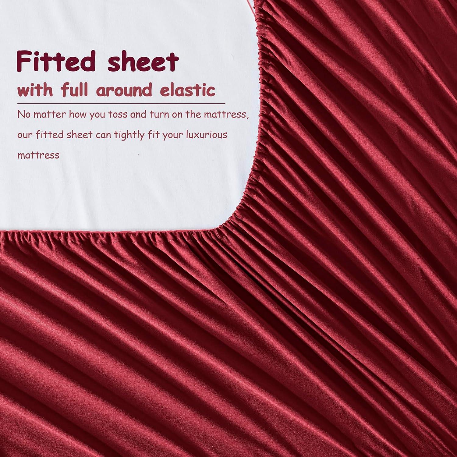 Solid 6 Piece Sheet Set - Ultra Soft - Becky Cameron (Extra Pillow Cases!), Burgundy, King