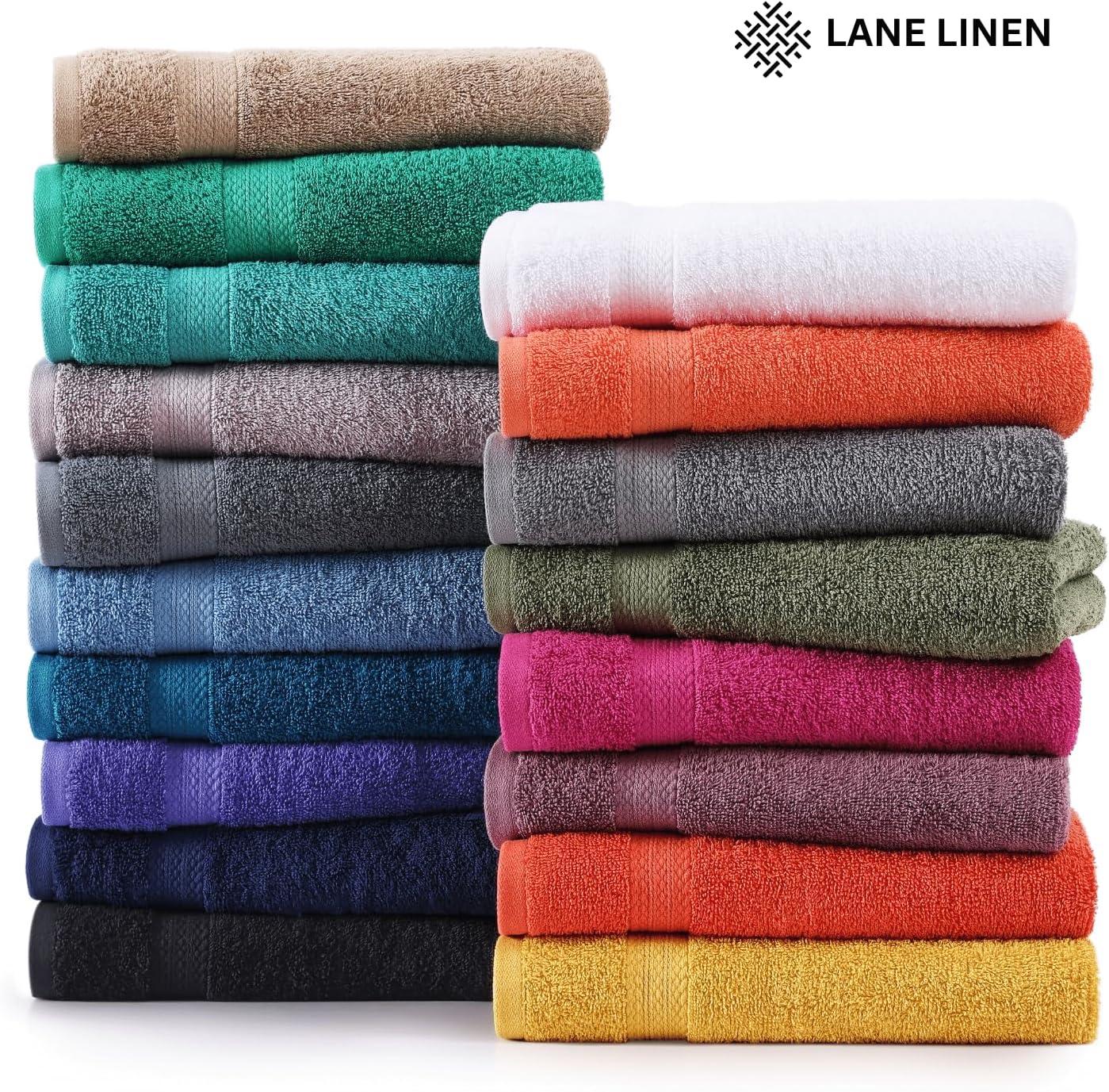 LANE LINEN 100% Cotton Bathroom Towel Set - 24 Pcs - Ring Spun, Super Soft & Highly Absorbent - 2 Bath Sheets, 4 Fingertip, 4 Bath, 6 Hand Towels, 8 Washcloths - Wide Variety of Colours - Fuchsia