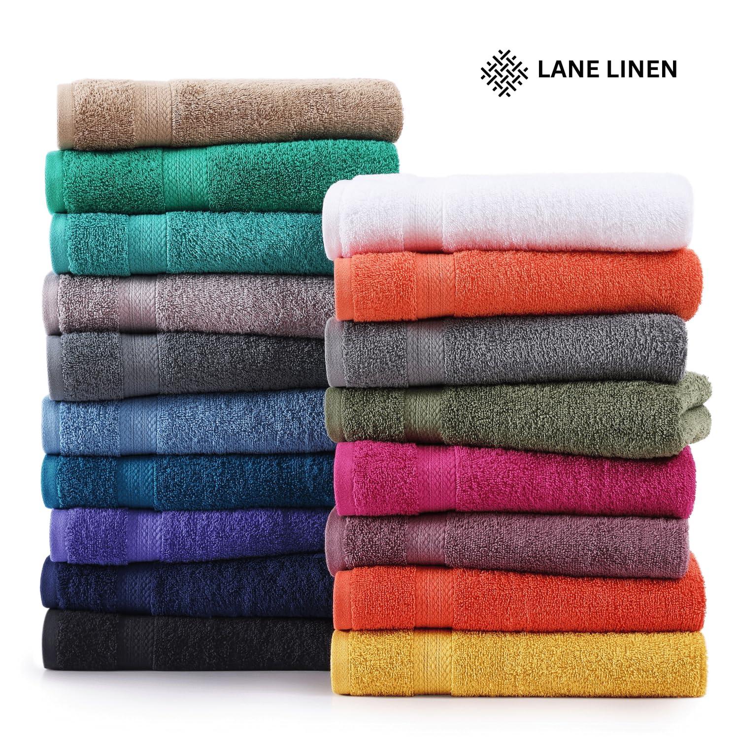 LANE LINEN 100% Cotton Bathroom Towel Set - 24 Pcs - Ring Spun, Super Soft & Highly Absorbent - 2 Bath Sheets, 4 Fingertip, 4 Bath, 6 Hand Towels, 8 Washcloths - Wide Variety of Colours - Fuchsia