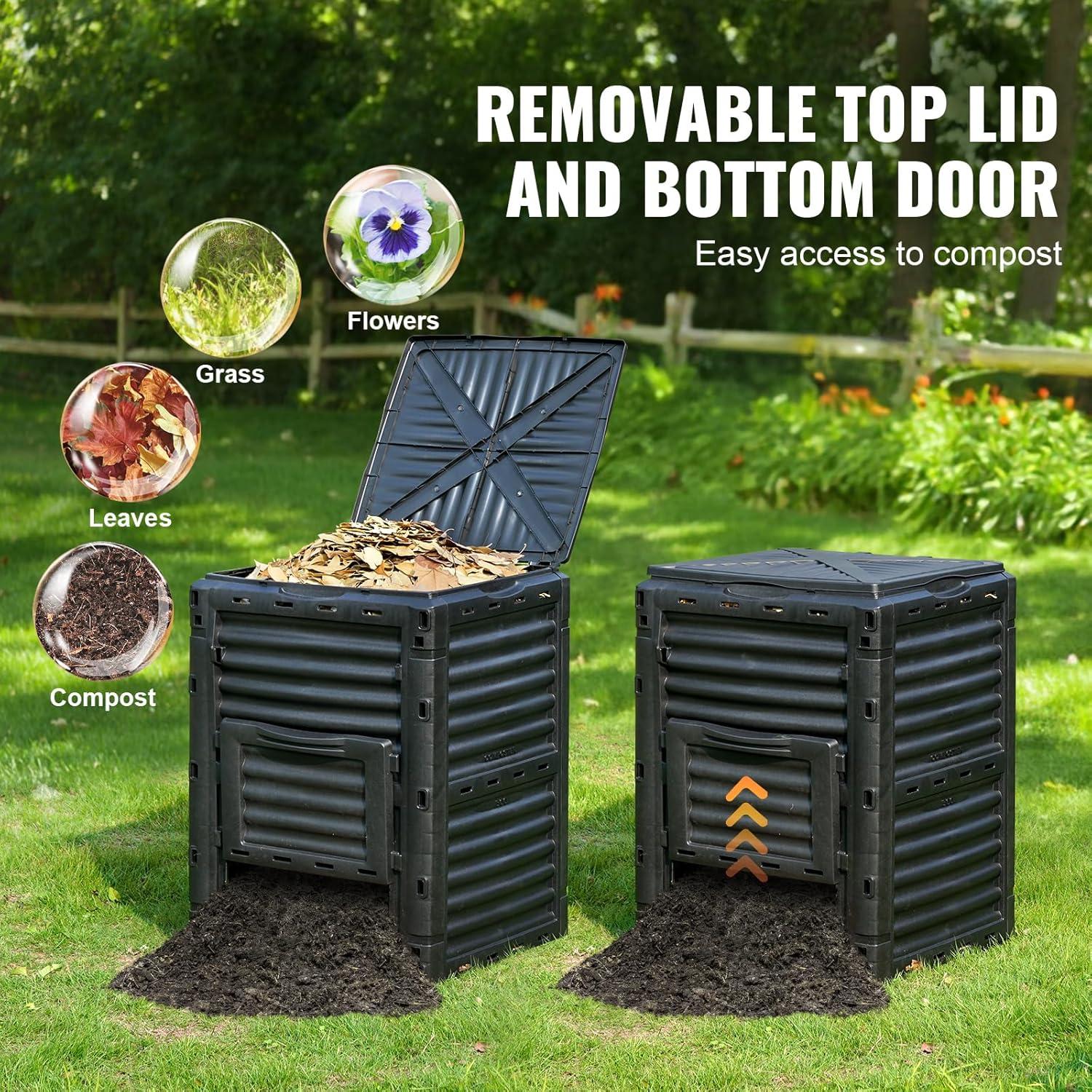 80 Gallons Polypropylene Plastic Odor Resistant Outdoor Composting Accessory with Latching Lid