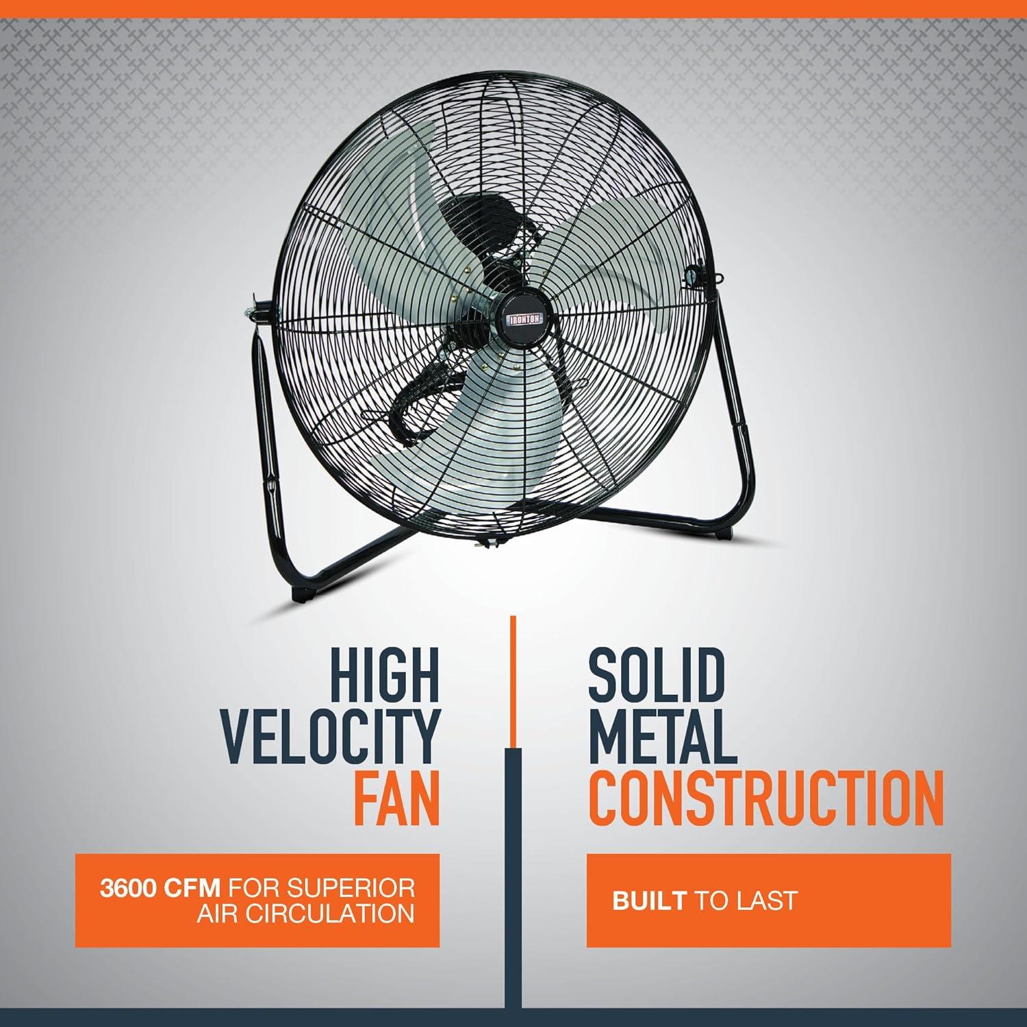 Ironton High-Velocity Indoor Floor Fan, 20in., 3600 CFM, 120 Volts