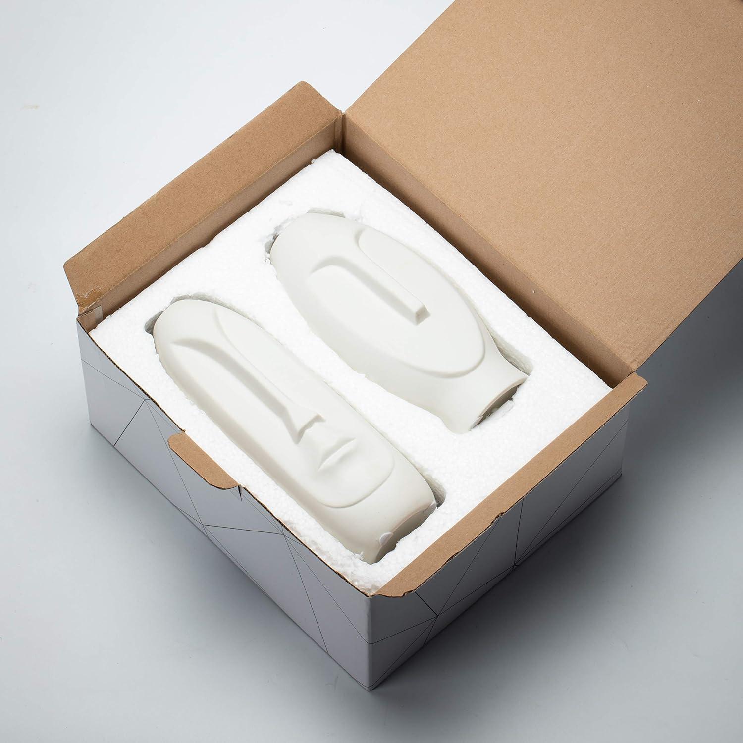 Ivy Bronx Face Vase Set of 2 - White Modern Vase. Ceramic Statue Human Face Vase Decor and Sculpture Decor