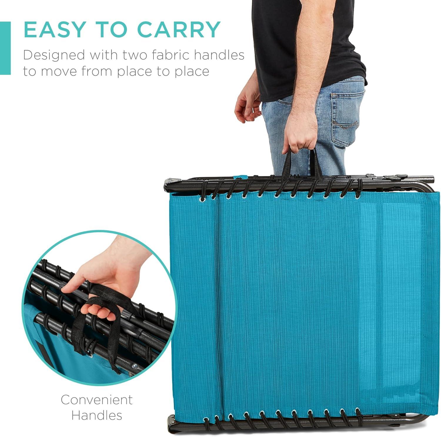 Best Choice Products Patio Chaise Lounge Chair, Outdoor Portable Adjustable Pool Recliner w/ Pillow - Peacock