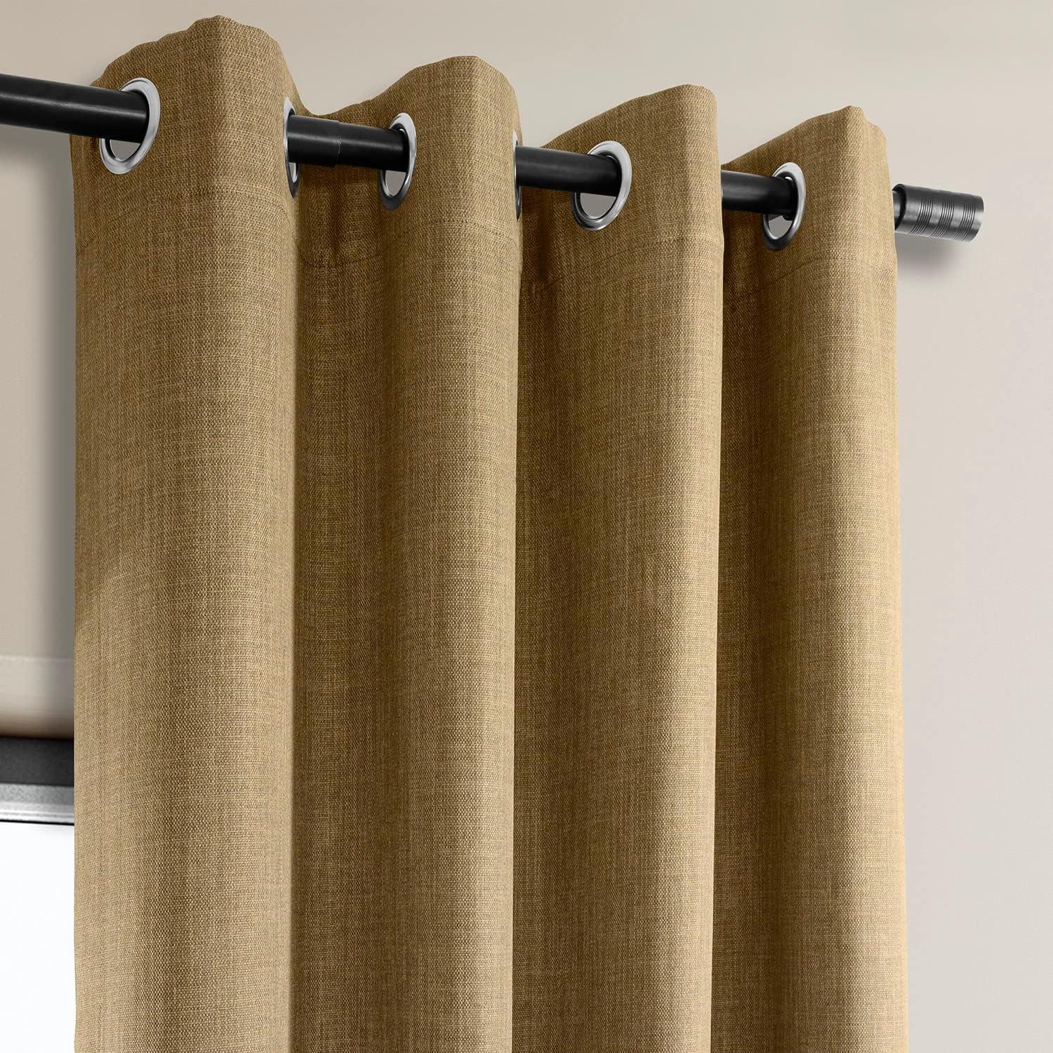 Butterscotch Faux Linen Room Darkening Grommet Curtain Panel