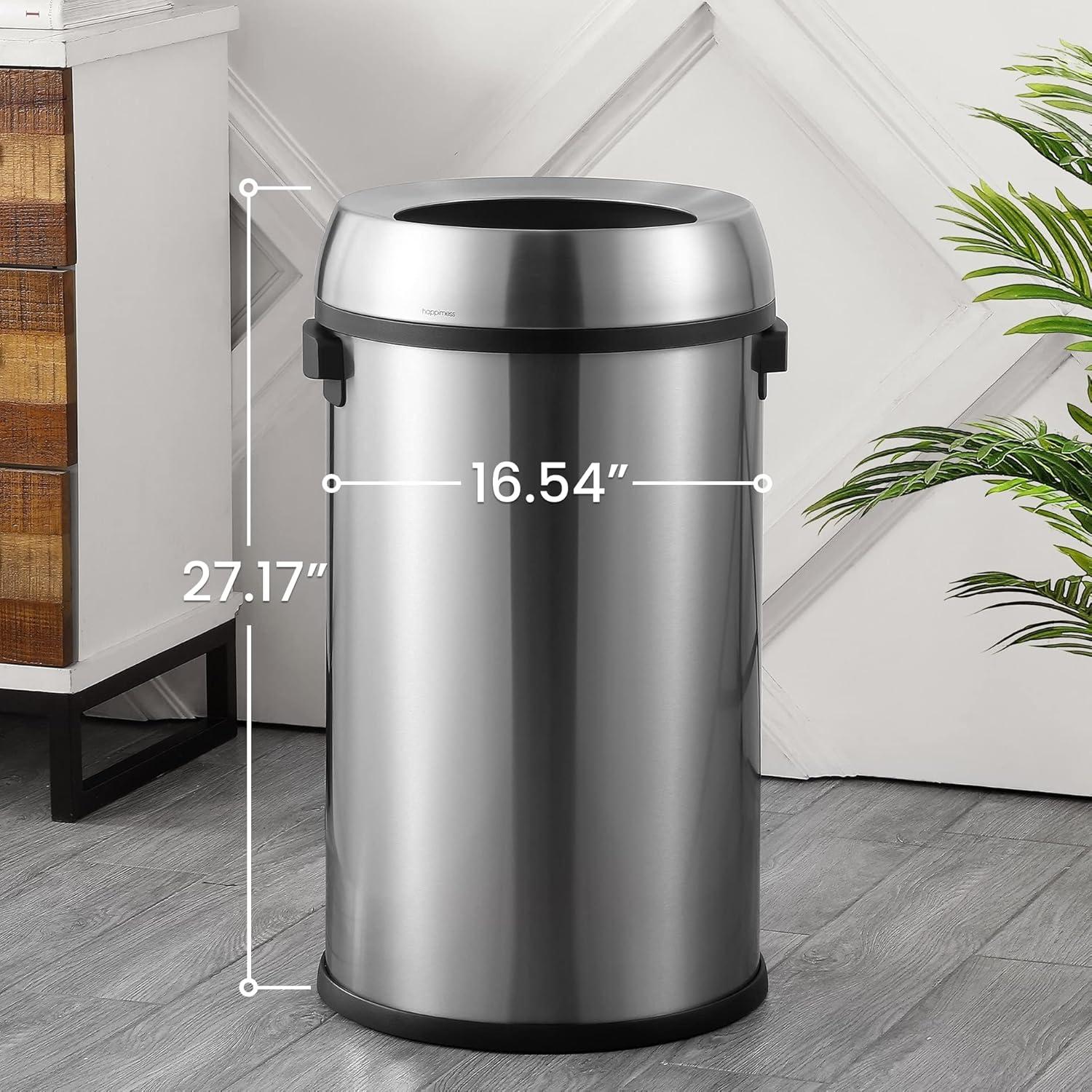 17.2-Gallon Stainless Steel Open-Top Trash Can