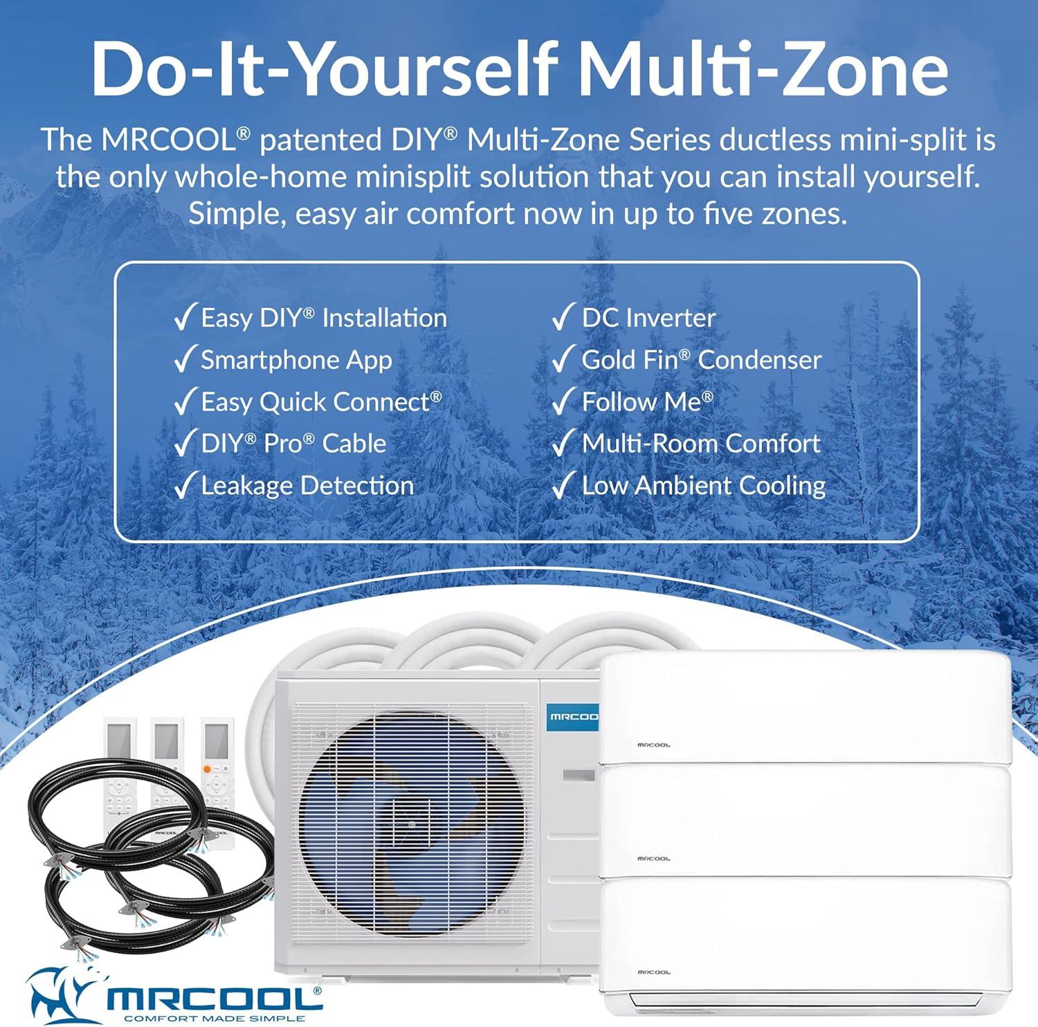 White Multi-Zone Ductless Heat Pump with Remotes and Smart Control