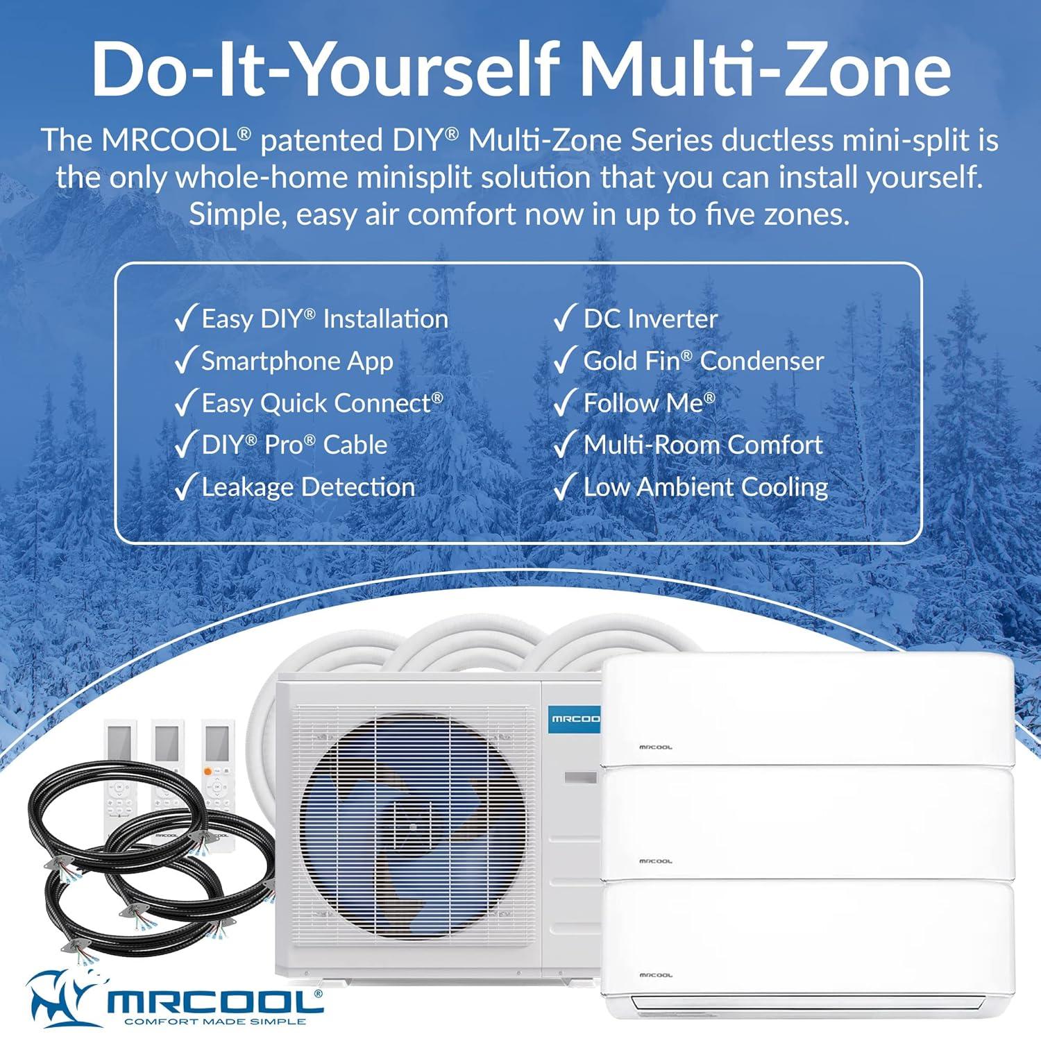 White Multi-Zone Ductless Heat Pump with Remotes and Smart Control