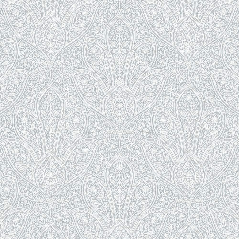 Blue Distressed Paisley Vinyl Wallpaper Roll