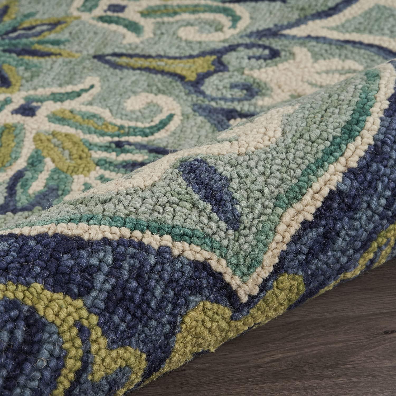 Ox Bay Dazzle Scallop Oriental Indoor Area Rug, 4 ft., Teal / Blue / Green