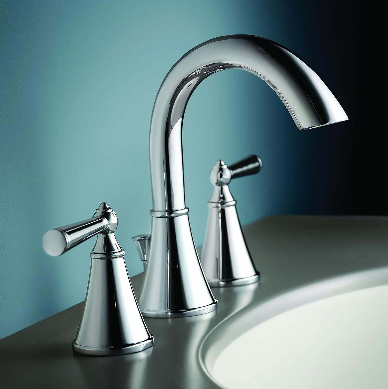 Saxton Double Handle Widespread Bathroom Faucet with Drain Assembly