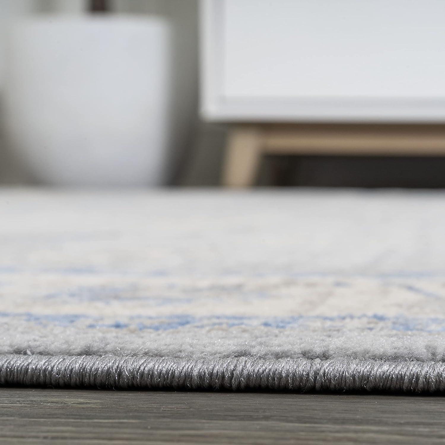4' X 6' Modern Persian Vintage Moroccan Traditional Area Rug, Gray/Blue - JONATHAN Y