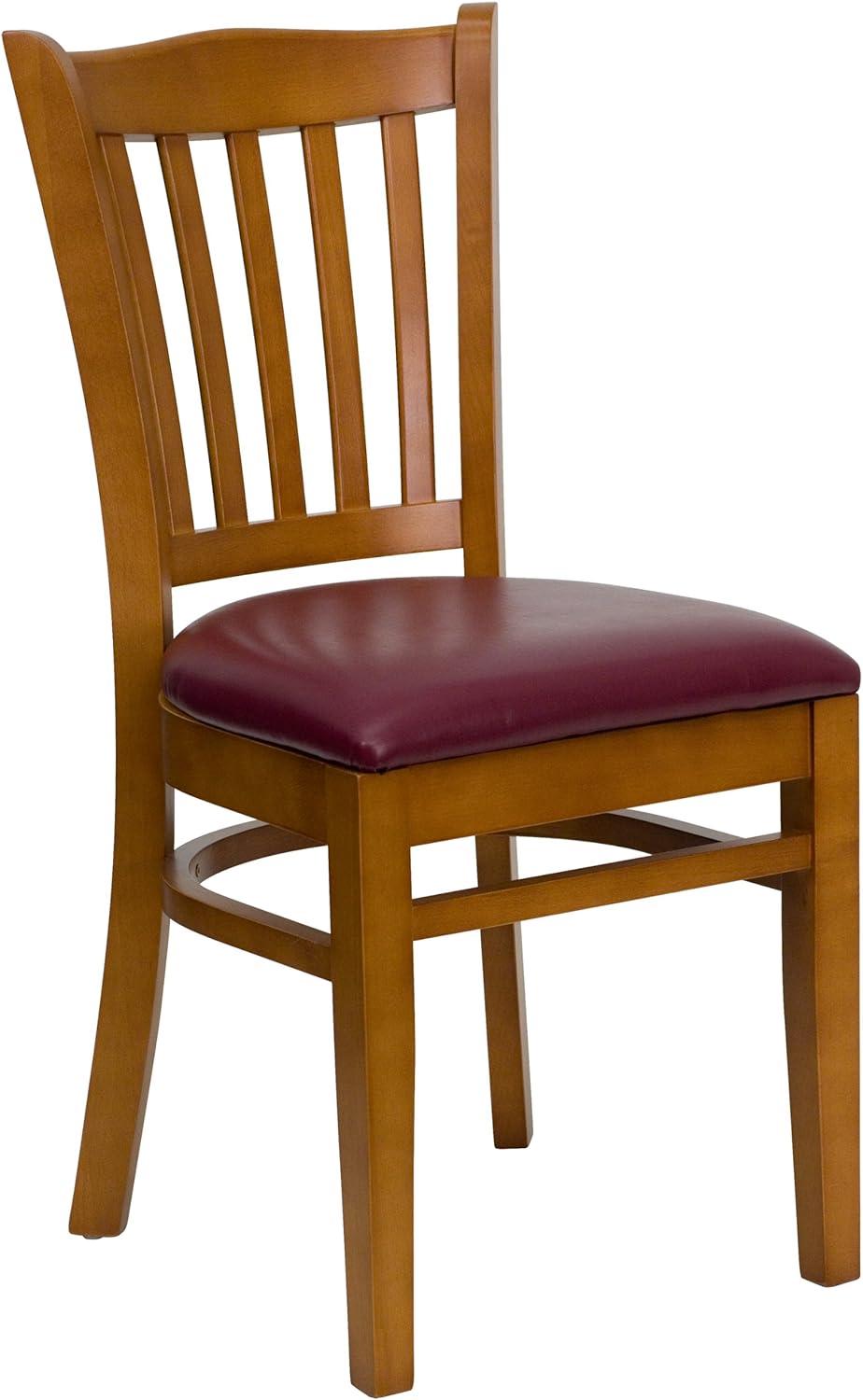 Red and Brown Wood Slat Back Side Chair