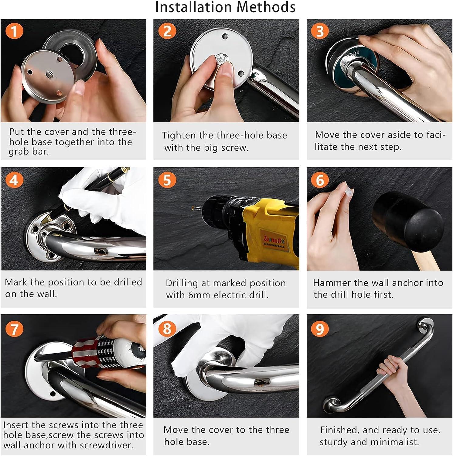 HealthLine Grab Bar for Bathroom Safety Bars Showers and Walls, Bathtub Safety Rail Shower Grab Bars Chrome Bath Handle for Elderly, Seniors, Disabled, ADA, Knurled Chrome (18 inch)