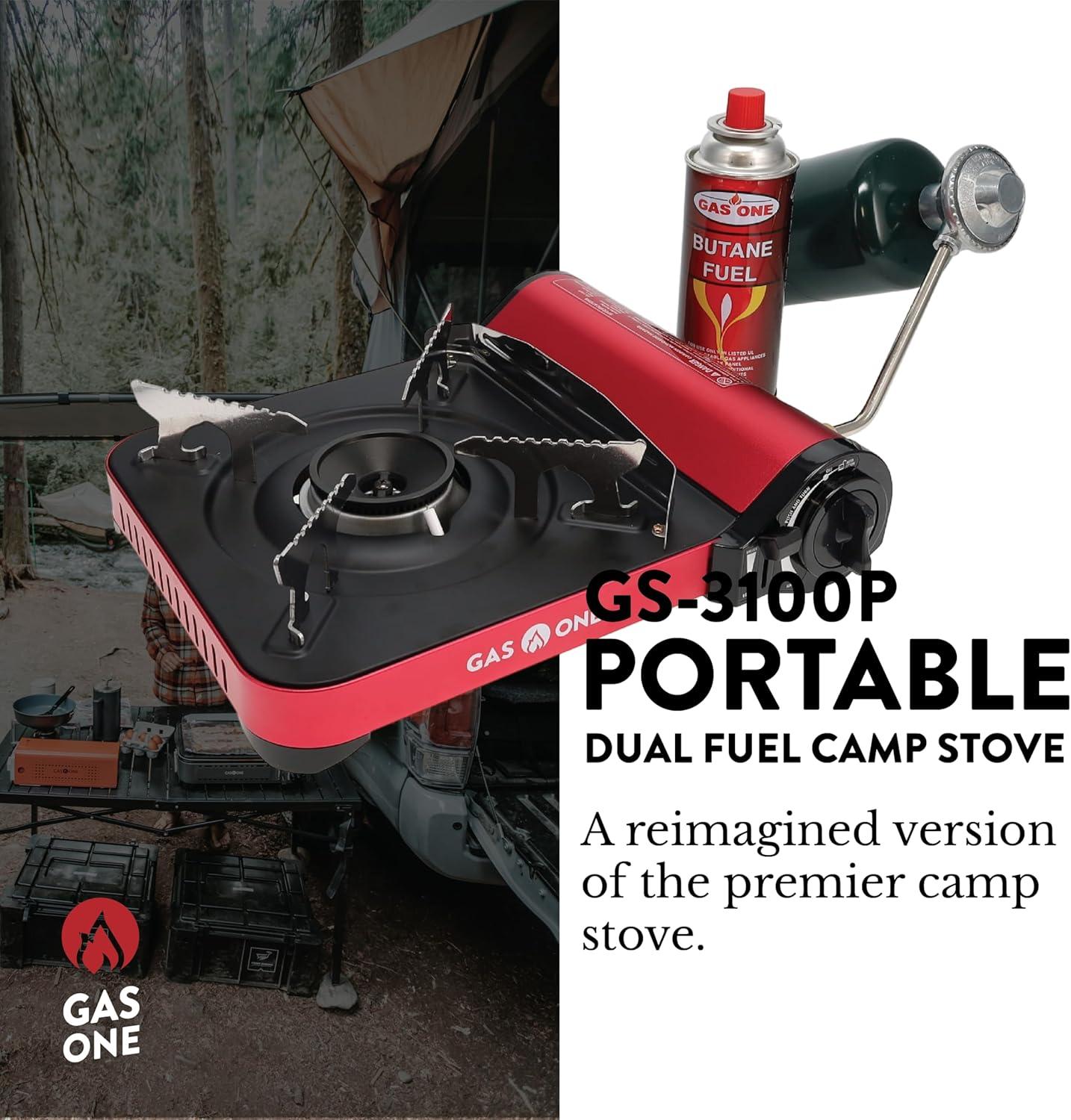 GasOne 12,000 BTU Propane or Butane Stove GS-3100P Portable Dual Fuel Camping Stove Burner