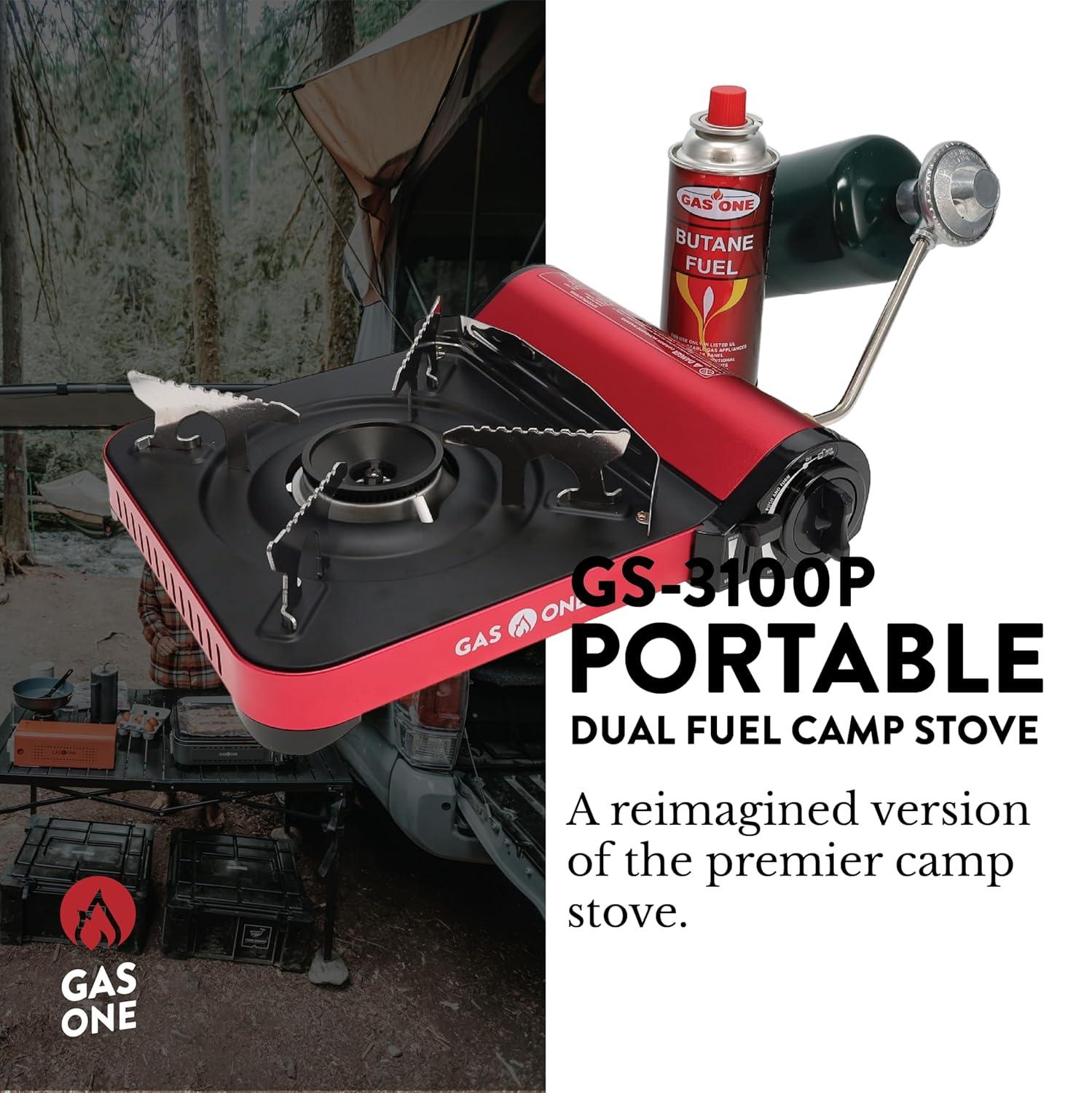 GasOne 12,000 BTU Propane or Butane Stove GS-3100P Portable Dual Fuel Camping Stove Burner