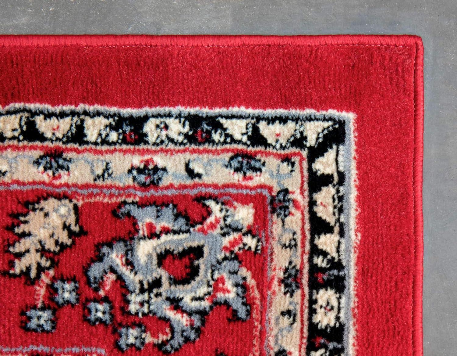 Transitional Red/Ivory 9' x 12' Stain-Resistant Synthetic Area Rug