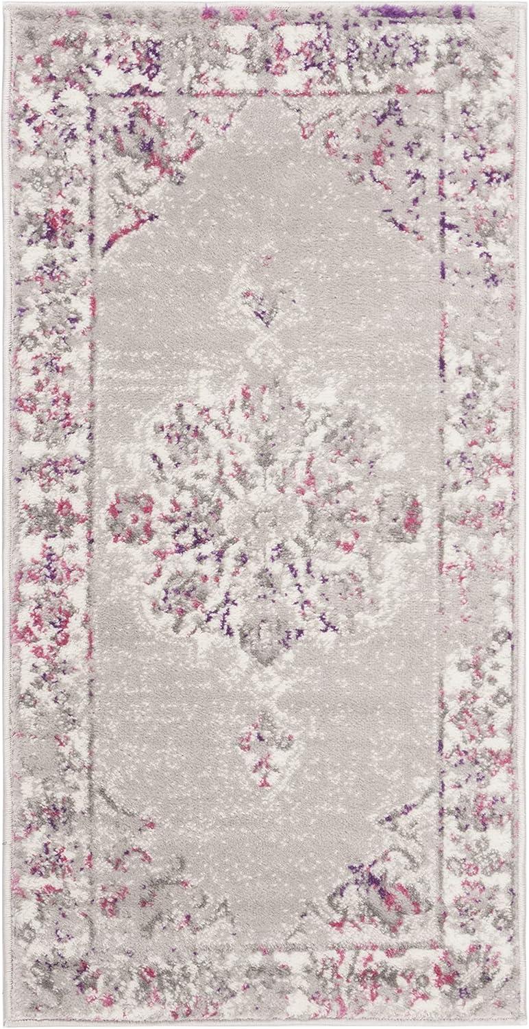 Lilac Dreams Floral Synthetic 2' x 4' Easy-Care Area Rug