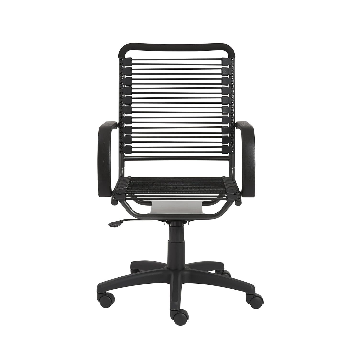 Graphite Black Metal Swivel Bungee Office Chair with High Back