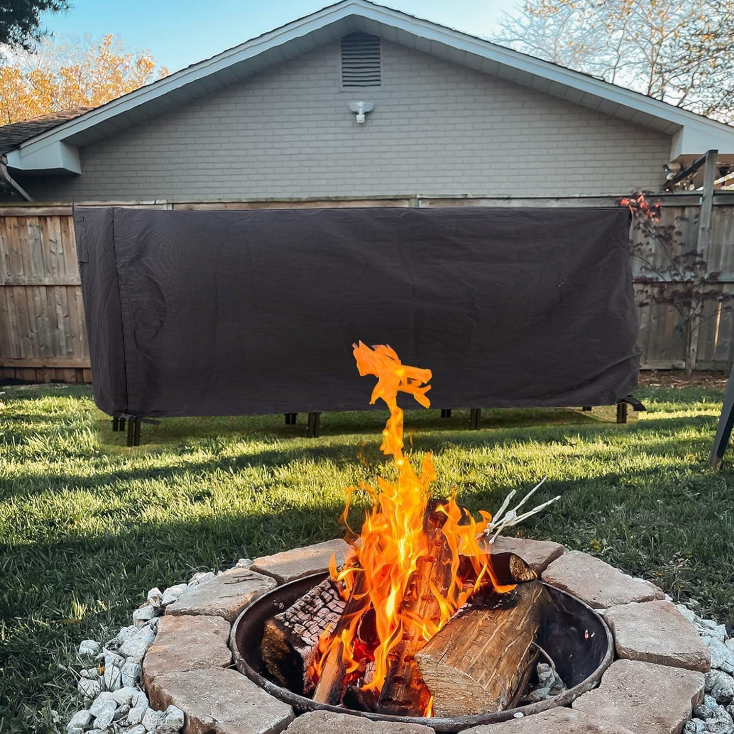 Himal 8ft Waterproof Firewood Cover, Heavy Duty 600D Oxford Outdoor Storage Wood Rack Cover with Buckle (Log Rack not Included)