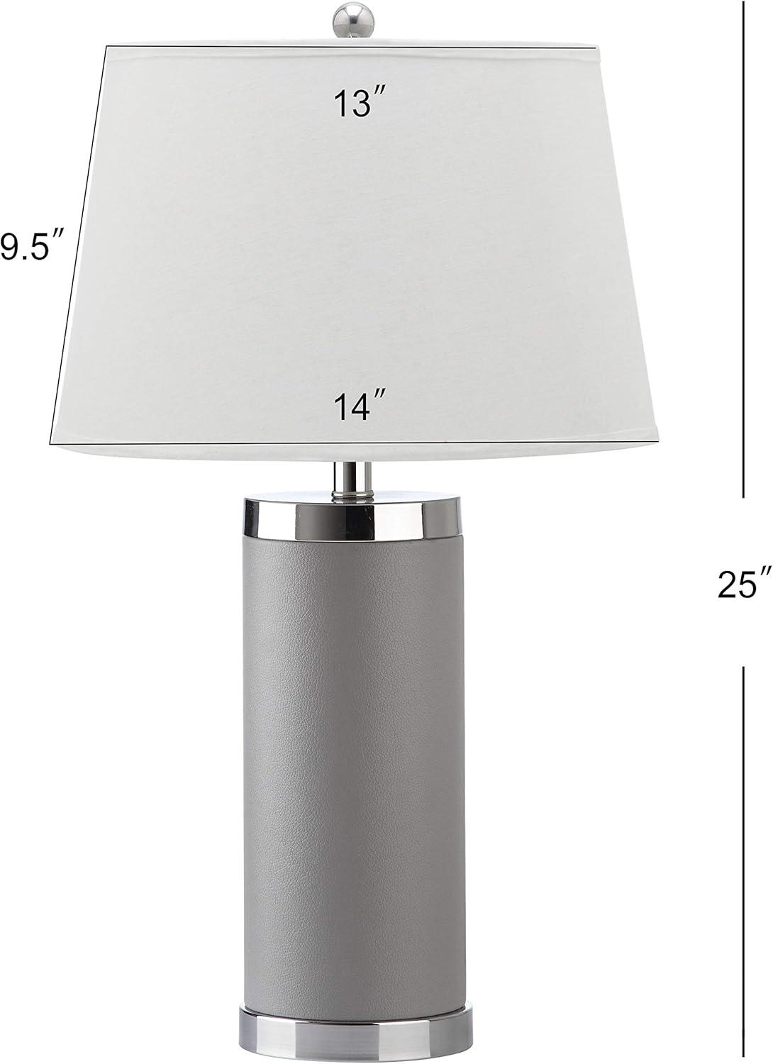 Navy Faux Leather & Chrome Cylinder Table Lamp Set