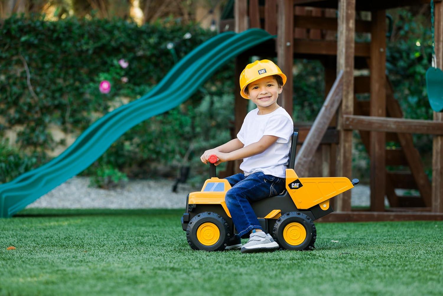 CAT Construction Toys, Play and Ride Transforming Steel Dump Truck - Ride On or Classic Play - Real Working Dump Bin - Ideal for 18 months -Built to Last