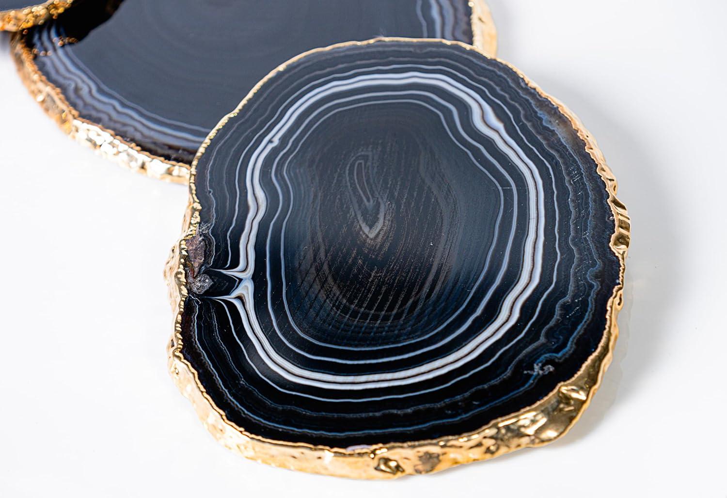 ANNA New York Entertainment Agate Round 4 Piece Coaster Set