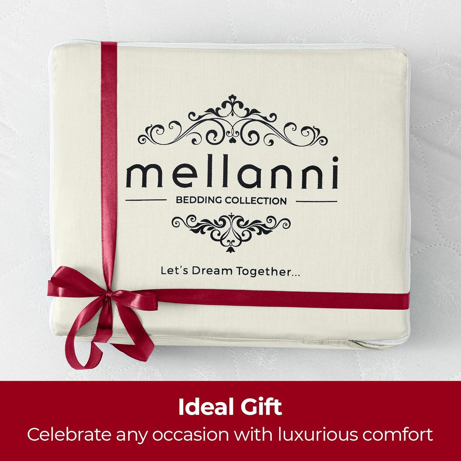 Mellanni 400 Thread Count Cotton Sateen Bedding Set - 4 Piece White Bed Sheets Set - Fits Mattresses up to 16" Deep - Cooling Sheet for Hot Sleepers (Full, Ivory)