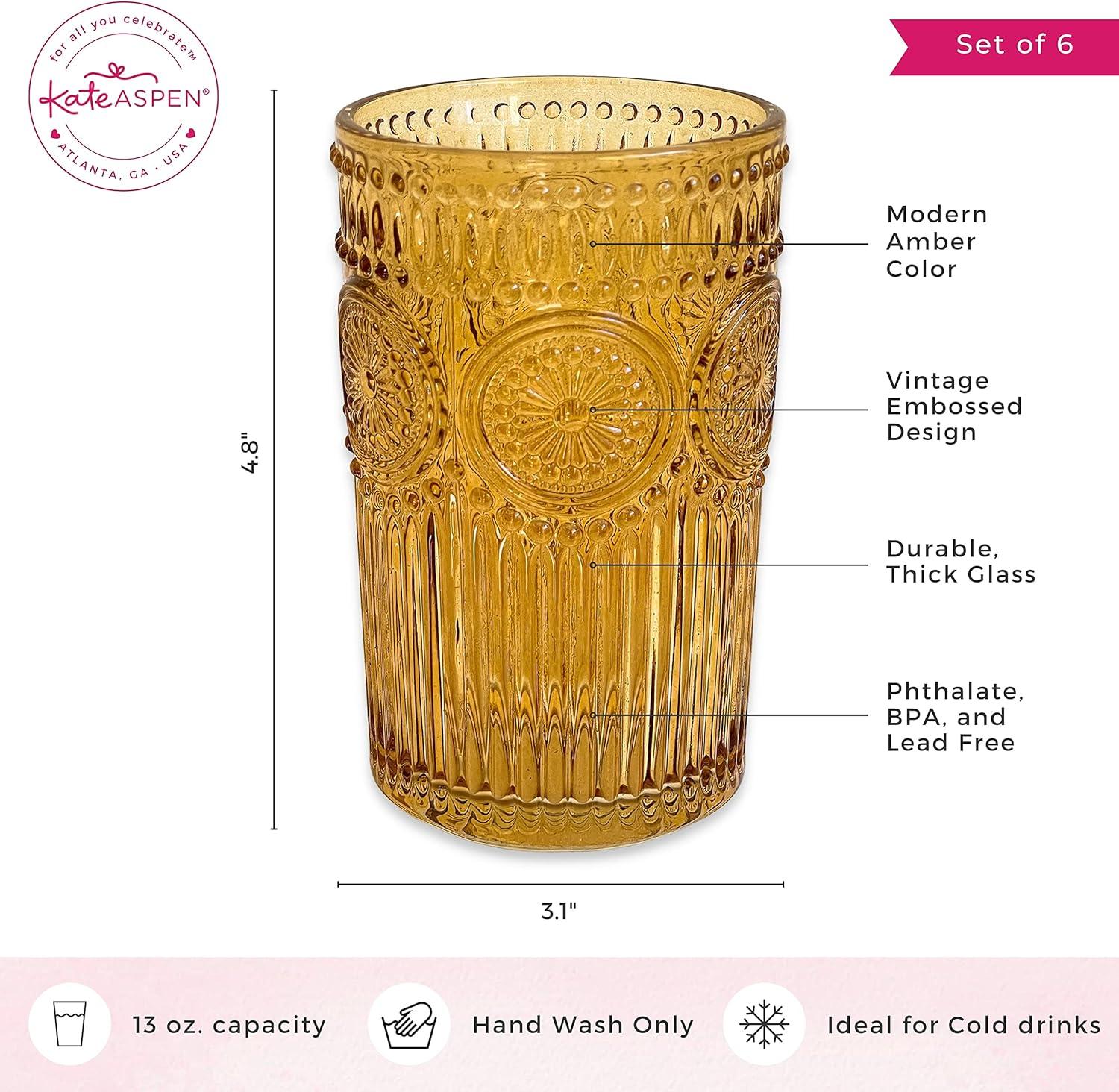 Bungalow Rose Marqueeta 13oz. Drinking Glass Set (Set of 6)