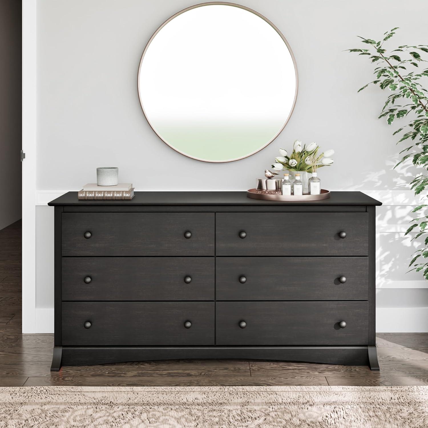 6 Drawers Riverdale Dresser Washed Black - Prepac: Modern Storage Furniture for Home