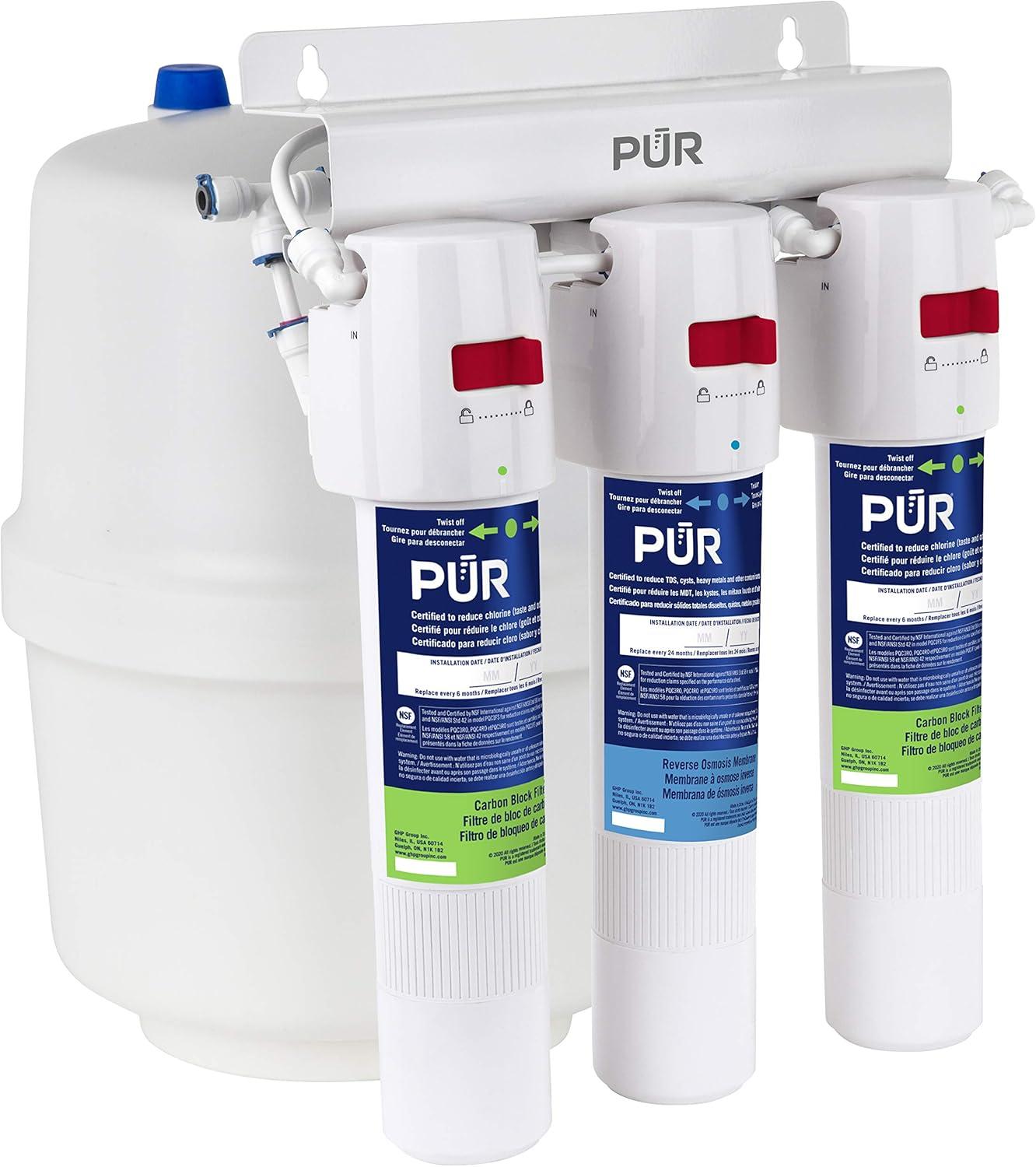 White Compact Under-Sink 3-Stage RO Water Filtration System